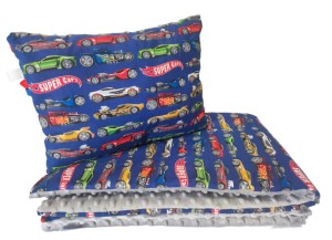 Pościel Minky z wypełnieniem 100x160 50x60 kołdra i poduszka Super Cars
