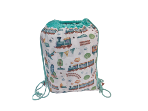 Worek na pościel  Bawełniany 50x60 Ciuchcia z miętowym Minky  