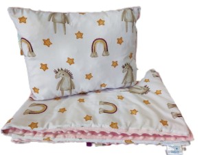 Kołdra Minky 160x200,150x200  lub 140x200 i poduszka Koń z tęczą