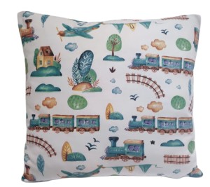 Poszewka na poduszkę 40x40 cm bawełniana z suwakiem  Ciuchcia retro