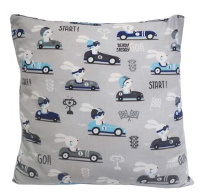 Poszewka na poduszkę 40x40 cm bawełniana z suwakiem Królik rajdowy wyścigowy