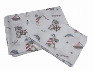 Pościel dla dzieci 120x90 cm – Bawełna 100% | Motyw Miś marynarz poszewki