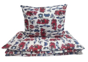 Pościel dziecięca bawełniana 100x160 + 50x60 wzór straż pożarna, policja– poszewki na suwak  