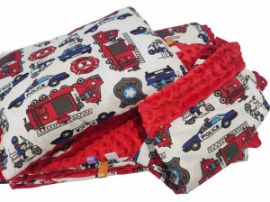 Pościel Minky do Przedszkola z Workiem 100x135 30x40 zestaw z poduszką Straż pożarna, policja