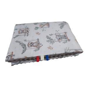 Kocyk Minky kołderka 160x200 żyrafki, słonie i tygrysy z minky