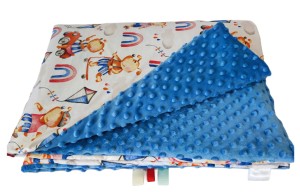 Kocyk Minky kołderka 160x200 wesołe pieski niebieski minky