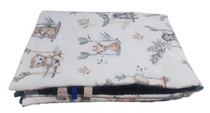 Kocyk Minky kołderka 160x200 żyrafki, słonie i tygrysy butelkowy zielony minky