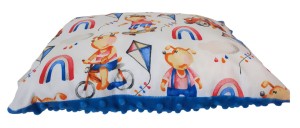 Poduszka Minky Bawełna 30x40 / 40x40 / 50x60 – Wesołe pieski niebieski minky Miękka, Ozdobna, do Spania, dla Dzieci 