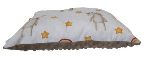 Poduszka Minky Bawełna 30x40 / 40x40 / 50x60 – Jednorożec i tęcza beżowy minky Miękka, Ozdobna, do Spania, dla Dzieci 