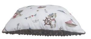 Poduszka Minky Bawełna 30x40 / 40x40 / 50x60 –Miś  marynarz z beżowym Minky Miękka, Ozdobna, do Spania, dla Dzieci 