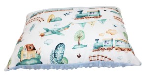 Poduszka Minky Bawełna 30x40 / 40x40 / 50x60 –Ciuchcia z błękitnym Minky Miękka, Ozdobna, do Spania, dla Dzieci 