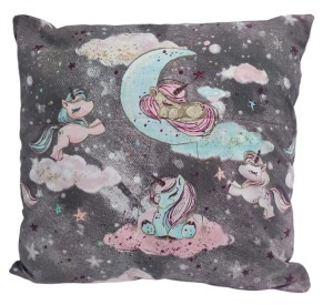 Poszewka na poduszkę 40x40 cm bawełniana z suwakiem Jednorożec w chmurach dla dziewczynki