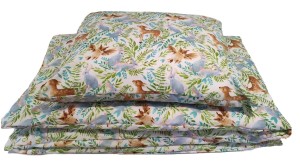 Pościel dla dzieci 120x90 cm – Bawełna 100% Motyw Sarenki i sowy w lesie