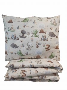 Pościel dla dzieci 120x90 cm – Bawełna 100% Motyw Dinozaury beżowe