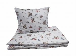 Pościel bawełniana 140x180 + 50x60 – Miś marynarz na białym tle | 100% bawełna, dwustronna