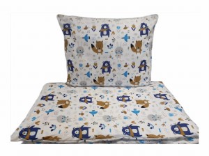 Pościel bawełniana 140x180 + 50x60 – Leśne zwierzęta | Niedźwiedzie, lisy, 100% bawełna