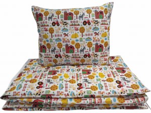 Pościel bawełniana 140x180 + 50x60 – Farma | Zwierzęta wiejskie, 100% bawełna, wzór na białym tle