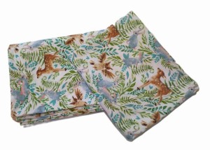 Pościel bawełniana 100x135 + 60x40 – Sarenki, sowy i zielone listki | Leśne zwierzątka do łóżeczka