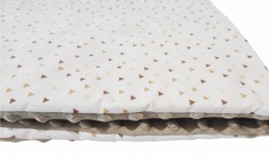 Kocyk 160x200 Kołdra beżowe trójkąty z beżowym minky