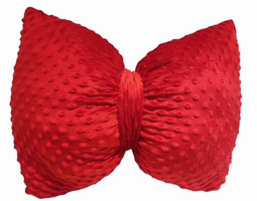 Poduszka kokarda czerwona z miękkiego materiału Minky, rozmiar 40x50 cm – MilonBaby