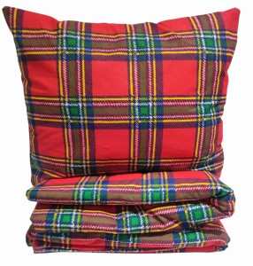 Pościel  140x200 + 70x80 cm czerwona krata  bawełniana