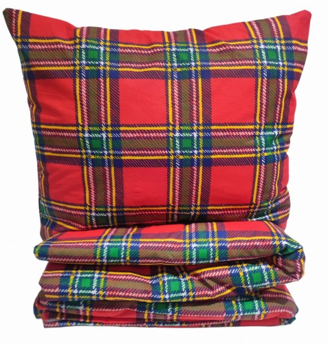 Pościel bawełniana 140x200 w czerwoną świąteczną kratę – miękka, ciepła i idealna do zimowej sypialni.jpg