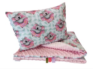 Kołdra  Minky 140x180 i poduszka komplet Koala w pączku z wypełnieniem