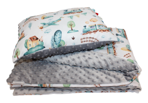 Kołdra Minky 160x200,150x200  lub 140x200 i poduszka Ciuchcia retro