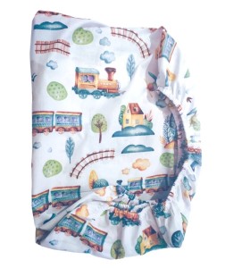 Prześcieradło z gumką na łóżko 90x200 Ciuchcia retro