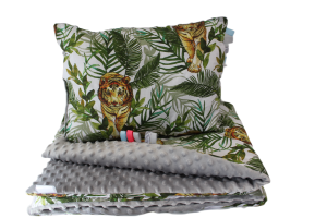 Pościel Minky z wypełnieniem 100x160 50x60 kołdra i poduszka Tygrys