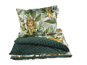 Koc kołdra Minky 140x180 i poduszka komplet Tygrys z wypełnieniem