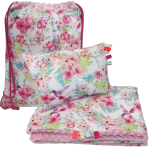 Pościel Minky 100x135 30x40 do Przedszkola z Workiem zestaw z poduszką Rajski ogród