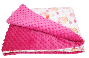 Kocyk Minky kołderka 160x200 Babeczki fuksja Minky narzuta