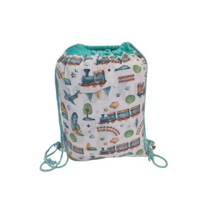 Worek na pościel XL Ciuchcia z miętowym Minky 60x70