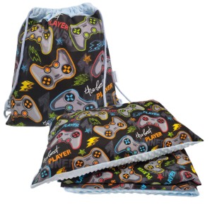 Pościel Minky do Przedszkola z Workiem zestaw 100x135 30x40 z poduszką Pady do gry