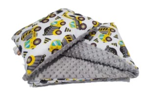 Kołdra Minky 140x180 i poduszka komplet Koparka pojazdy budowlane Minky z wypełnieniem